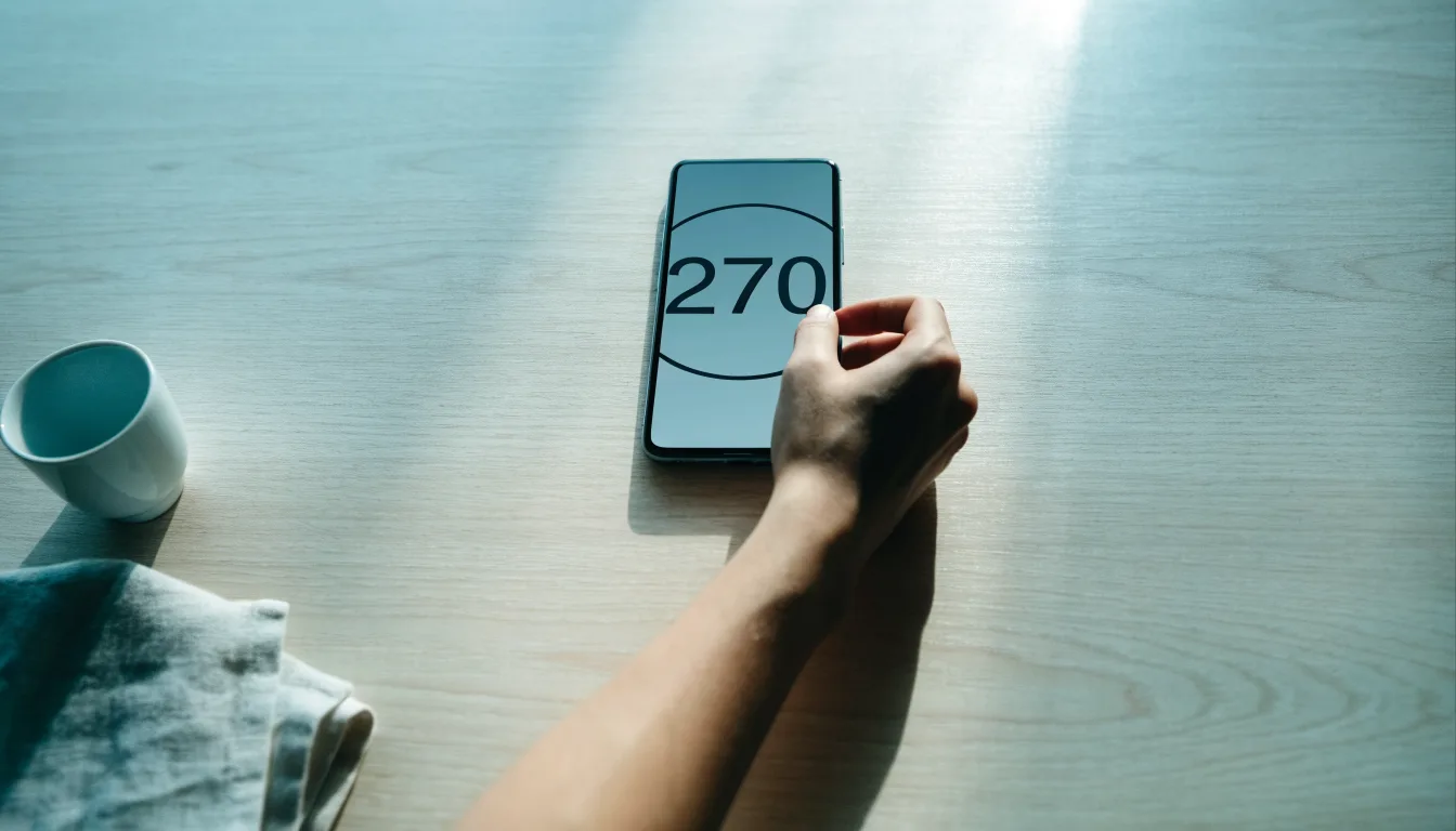 Un documento di identità appoggiato accanto a uno smartphone con un timer sullo schermo, su un tavolo da cucina