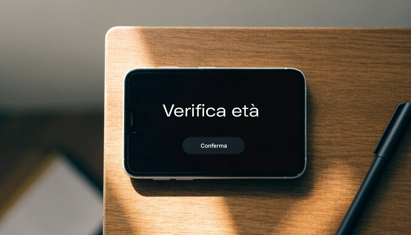 Un foglio di concessione in carta con un timbro rosso, appoggiato su una scrivania di legno accanto a una penna