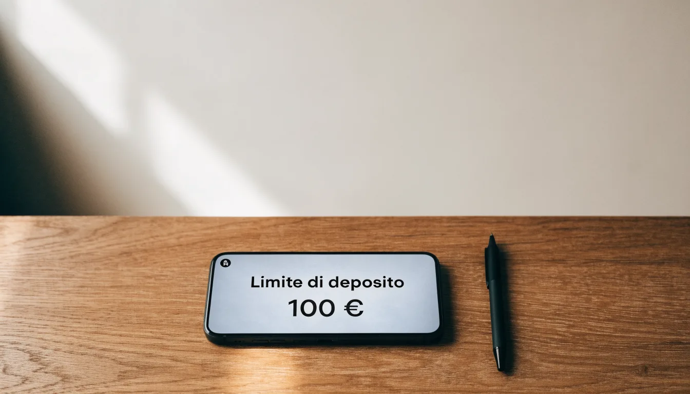 Un foglio di concessione in carta con un timbro rosso, appoggiato su una scrivania di legno accanto a una penna