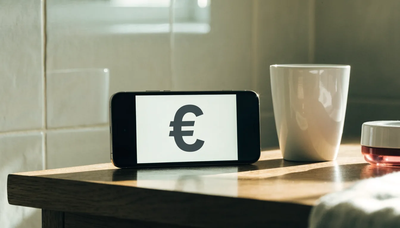 Un documento di identità appoggiato accanto a uno smartphone con un timer sullo schermo, su un tavolo da cucina